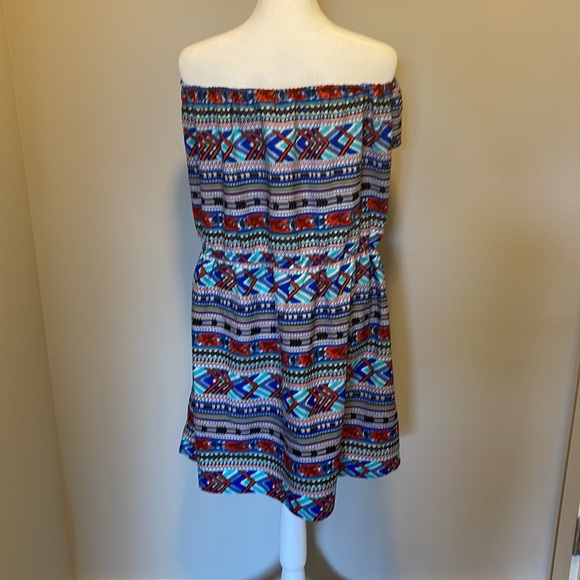 Aztec/Tribal/Southwest Print Strapless Dress - Picture 2 of 3